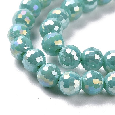 Electroplate Opaque Solid Color Glass Beads Strands GLAA-E036-10A-1