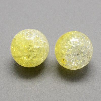 Two Tone Transparent Crackle Acrylic Beads CACR-R009-14mm-M-1