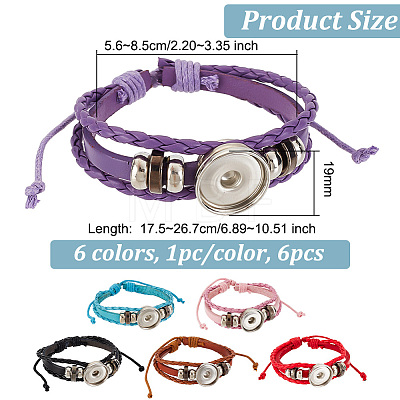   6Pcs 6 Colors PU Leather Braided Triple Layer Bracelet Making FIND-PH0010-85-1