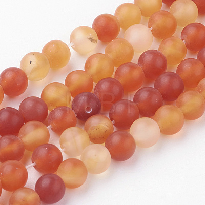 Natural Red Agate Bead Strands G-G735-64F-6mm-1