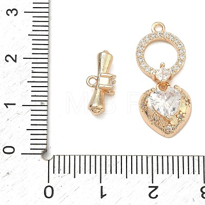Brass Micro Pave Clear Cubic Zirconia Toggle Clasps KK-F934-05G-1