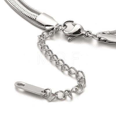 304 Stainless Steel Snake Chains 3 Layer Necklace for Women NJEW-C028-01P-1