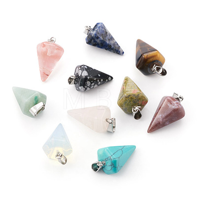 Fashewelry 20Pcs 10 Styles Natural & Synthetic Mixed Gemstone Pendants G-FW0001-36-1