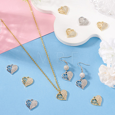 16Pcs 2 Colors Rack Plating Alloy Micro Pave Rhinestone Pendants FIND-TA0010-15-1