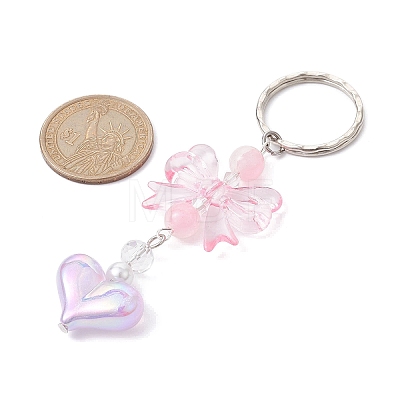 Acrylic Heart with Bowknot Keychains KEYC-JKC00612-03-1