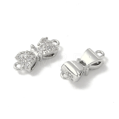 Brass Micro Pave Clear Cubic Zirconia Connector Charms KK-S367-21B-1