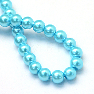 Baking Painted Pearlized Glass Pearl Round Bead Strands HY-Q003-10mm-48-1