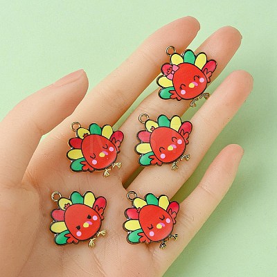 10Pcs 5 Style Cute Printed Alloy Pendants ENAM-YW0003-46B-1