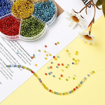 7 Colors Glass Round Seed Beads SEED-YW0001-24B-01-1