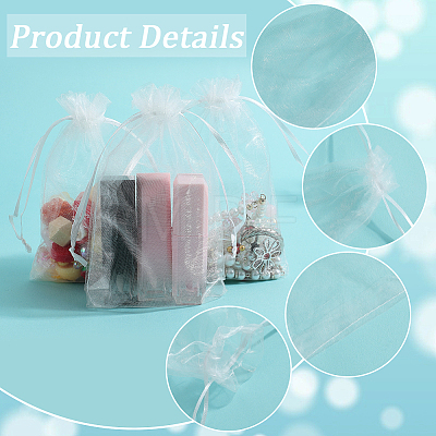 100pcs Large Organza Pouches Portable Shoes Bag Travel Storage Drawstring Bags OP-SP0001-03D-01-1