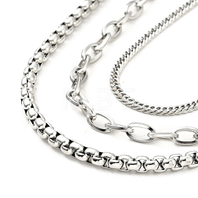 304 Stainless Steel Triple Layer Chains for Jeans Pants AJEW-E049-01P-1