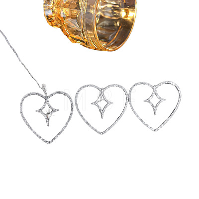 Heart with Star Brass Micro Pave Clear Cubic Zirconia Stud Earrings & Pendant Necklaces Sets for Women WGBADA3-01-1
