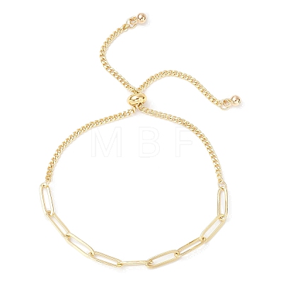 Brass Paperclip Chains & Curb Chains Slider Bracelets for Women BJEW-JB11809-1