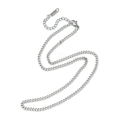 304 Stainless Steel Curb Chain Necklace for Men Women NJEW-YW0001-14-1