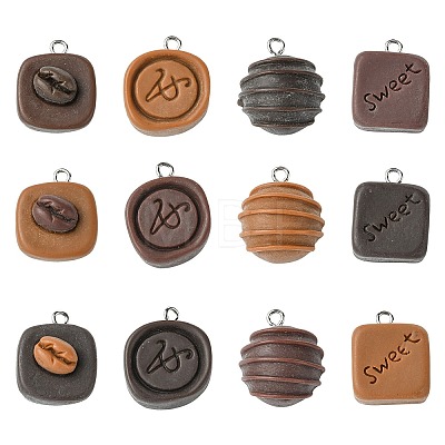 12Pcs 12 Styles Opaque Resin Pendants RESI-CJZ0001-09-1