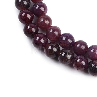 Natural Gemstone Ruby Round Beads Strands G-O017-6.5mm-06-1