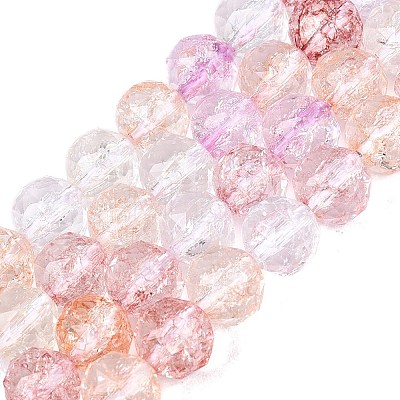 Transparent Crackle Glass Beads Strands GLAA-Q115-03A-1