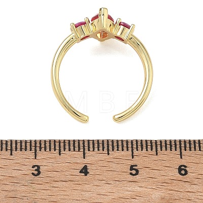 Brass Micro Pave Cubic Zirconia Cuff Open Rings for Women RJEW-L343-14G-1