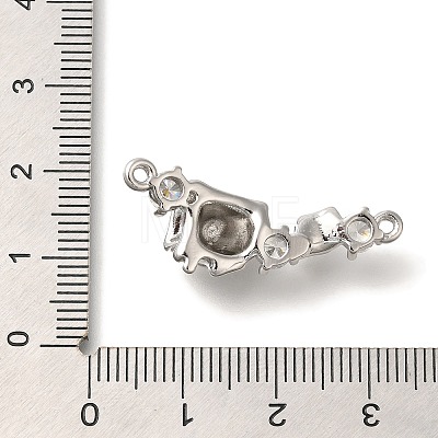 Brass Pave Clear Cubic Zirconia Connector Charms KK-K388-69P-1