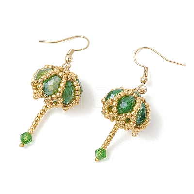 Transparent Electroplate Glass & Seed Glass Beads Dangle Earrings EJEW-MZ00714-04-1