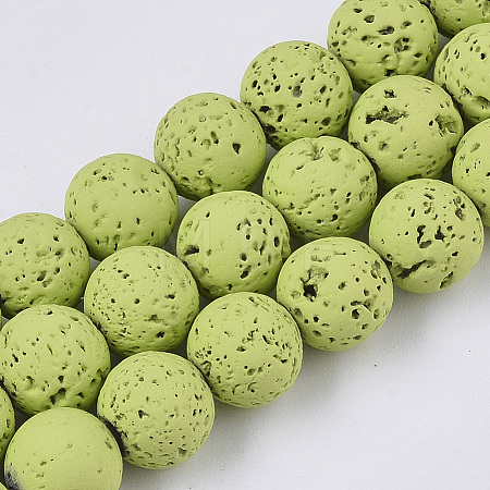 Spray Painted Natural Lava Rock Beads Strands X-G-N0324-C-08-1