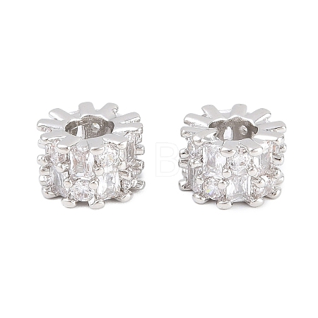 Brass Micro Pave Clear Cubic Zirconia European Beads KK-B186-18P-1