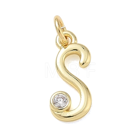 Brass Micro Pave Clear Cubic Zirconia Charms KK-D289-66G-S-1
