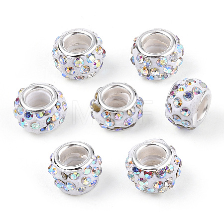 Polymer Clay Rhinestone European Beads CPDL-T001-05-1