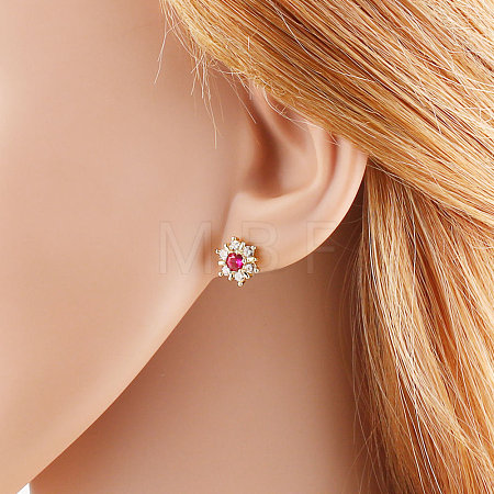 Brass & Cubic Zirconia Stud Earrings WGAF93C-05-1
