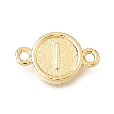 Brass Disc with Initial Links Connector Charms KK-E802-36G-I-1