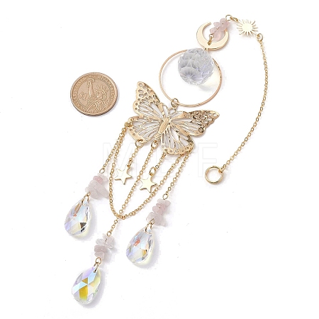 Butterfly Iron & 304 Stainless Steel Hanging Suncatchers HJEW-TA00158-1