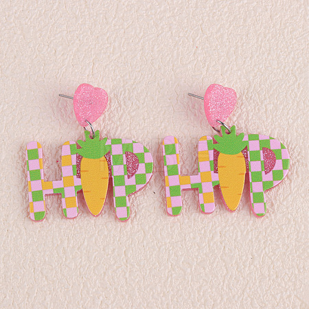 Easter Acrylic Glitter Powder Dangle Stud Earrings FS-WG58748-08-1