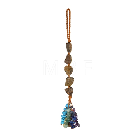 Nuggets Natural Tiger Eye Pendant Decorations HJEW-JM00992-04-1