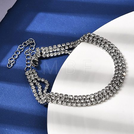 304 Stainless Steel Rhinestone Cup Chain Multi-strand Bracelets for Women BJEW-P376-01P-03-1