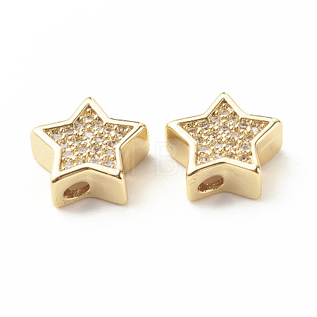 Rack Plating Brass Cubic Zirconia Beads KK-B051-01G-02-1