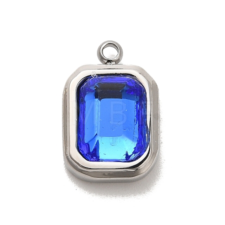 304 Stainless Steel Glass Pendants STAS-L022-062P-07-1
