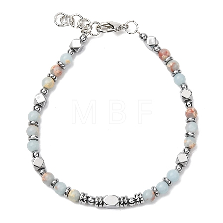 Adjustable 304 Stainless Steel Gemstone Beaded Bracelets FS-WG23DE2-07-1