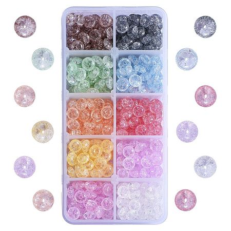 500Pcs 10 colors Crackle Glass Beads GLAA-SZ0001-56-1