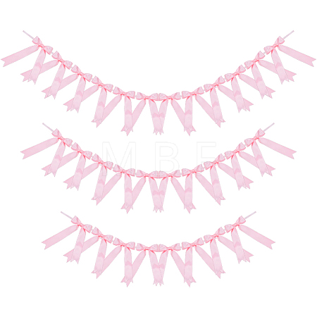 3Pcs 3 Styles Polyester Bowknot Hanging Banner OFST-ME0001-03-1