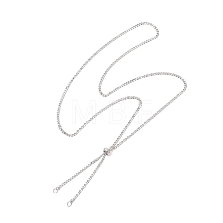 304 Stainless Steel Twisted Chain Curb Chain Slider Necklaces Making AJEW-JB01487-02-1