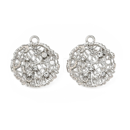 Alloy Rhinestone Pendants Round Charms RB-CBA7D90-04P-A-1