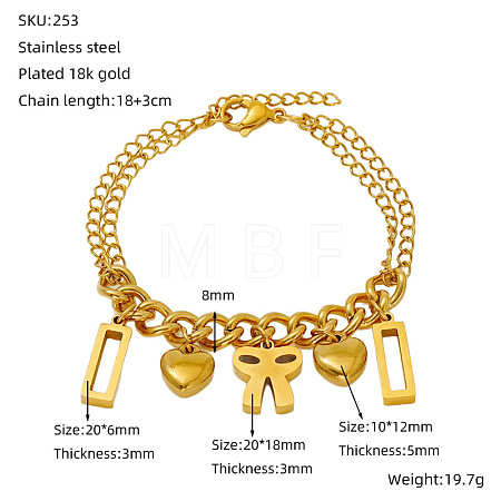 Valentine's Day 304 Stainless Steel Charm Bracelets FS-WGE53E0-01-1