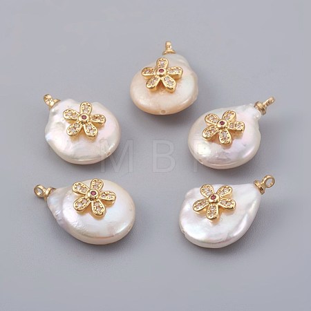 Natural Cultured Freshwater Pearl Pendants PEAR-F008-25G-01-1