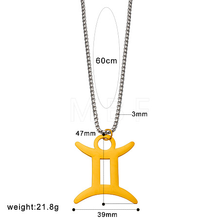 Punk Style 304 Stainless Steel Twelve Constellations Pendant Necklaces with Stainless Steel Tone Box Chains WGE8D8E-09-1