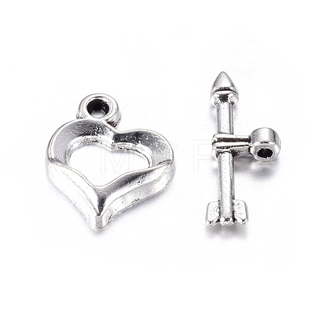 Tibetan Style Alloy Heart Toggle Clasps X-LF1109Y-NF-1