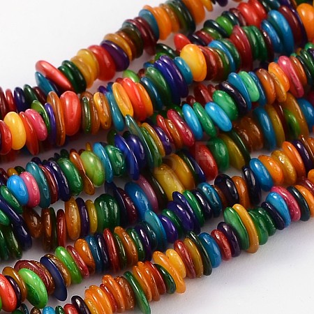 Colorful Natural Shell Chips Beads Strands Fit Necklace Making X-S23YD011-1
