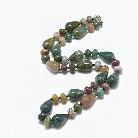 Natural Indian Agate Beaded Necklaces NJEW-S389-11-1
