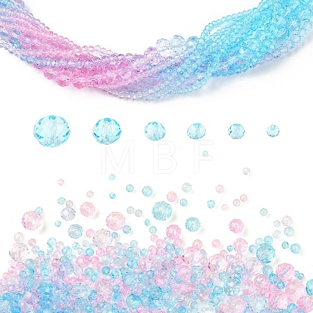 6 Styles Gradient Color Transparent Painted Glass Beads Strands DGLA-YW0001-28V-1