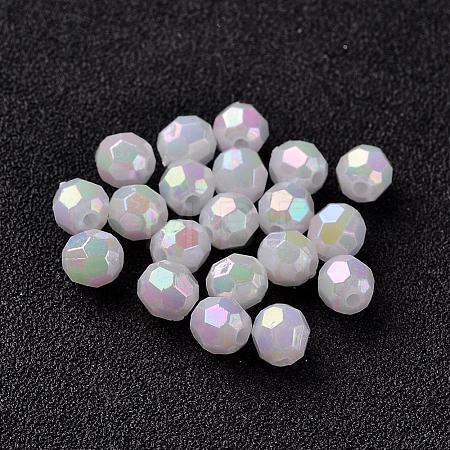 AB Color Plated Eco-Friendly Poly Styrene Acrylic Round Beads TACR-L004-8mm-78-1