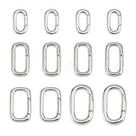 12Pcs 4 Styles Brass Spring Gate Rings KK-HS0002-19-1